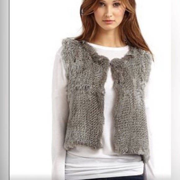 525 America Rabbit Fur Vest Grey Sz Small - Picture 1 of 2